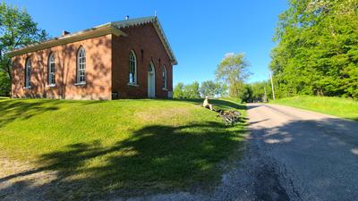 Taking a break at an old church building